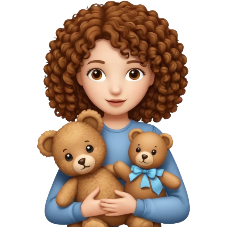 curly hair girl with bear  emoji