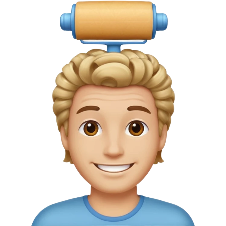 man with hair roller on head emoji