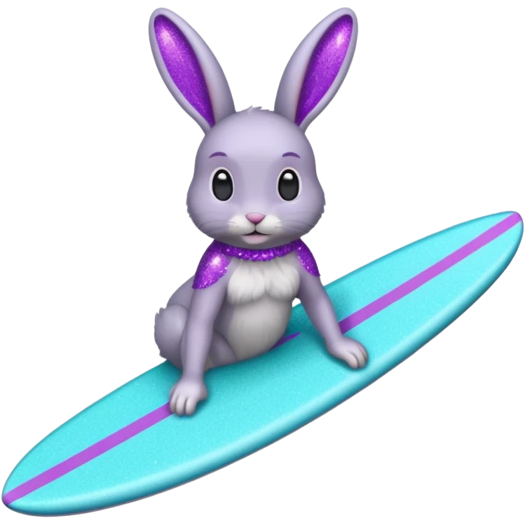glitter gray bunny purple cian surf emoji