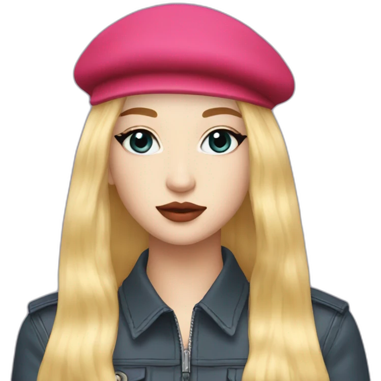 kim petras with beret and straight hair emoji