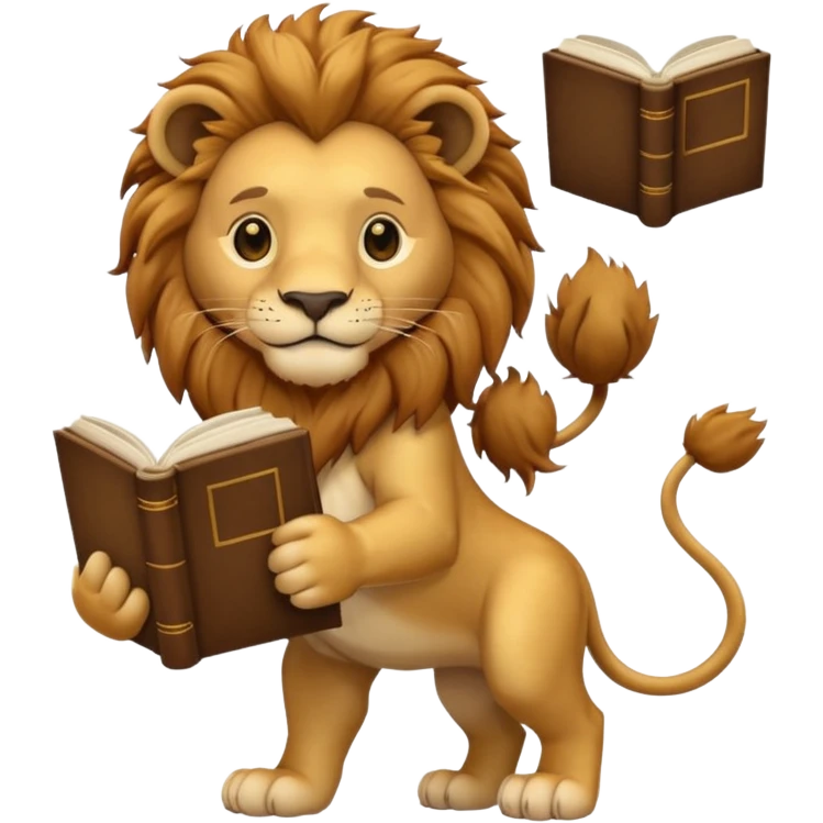 lion reading a book emoji