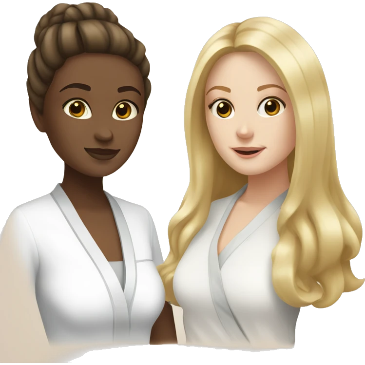 Blonde white girl and brunette white girl spa dat emoji