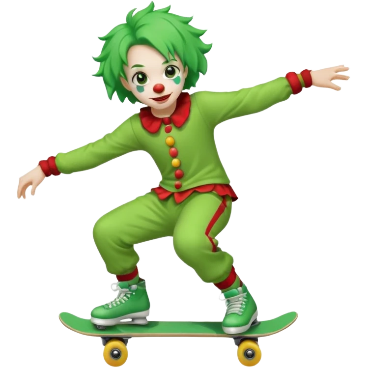 skater clown skating green emoji
