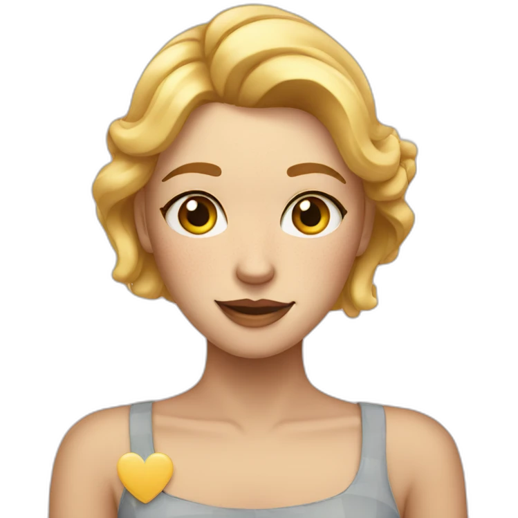 a blonde with squares and freckles, showing a heart with her hands emoji