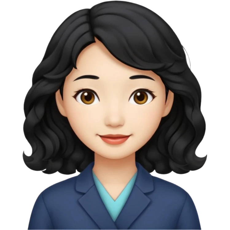 Red girly stuff asian black hair with wavy medium length emoji