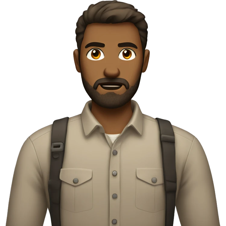 unhappy man with a beard and short scruffy brown hair wearing a buttoned shirt emoji