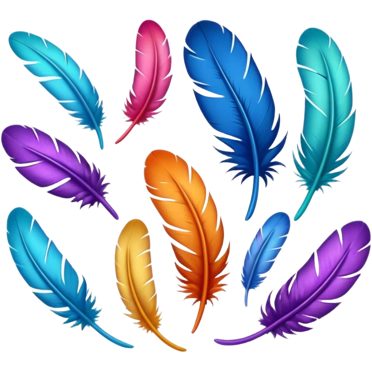 Different colored feathers floating ￼ emoji