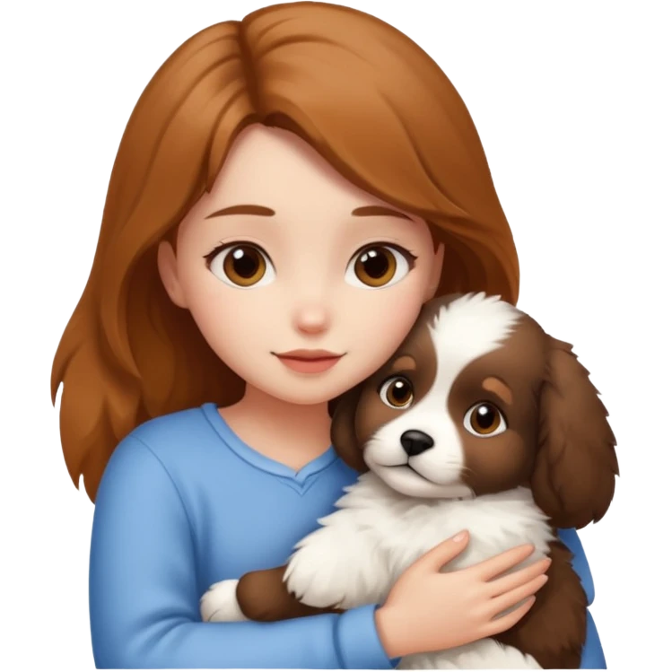 girl hugging puppy emoji