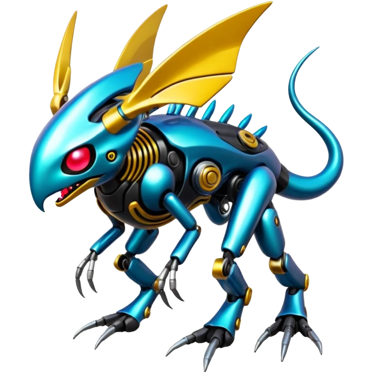 Cyberpunk complex glossy shiny alloy aesthetic-scenery-Fakémon-creature (full body) emoji