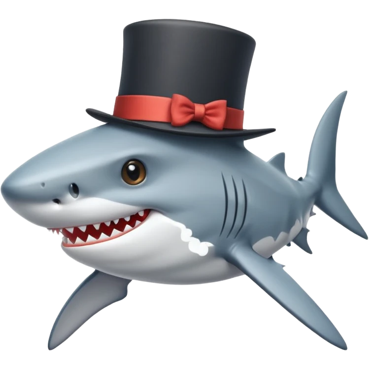 Shark with a top hat emoji