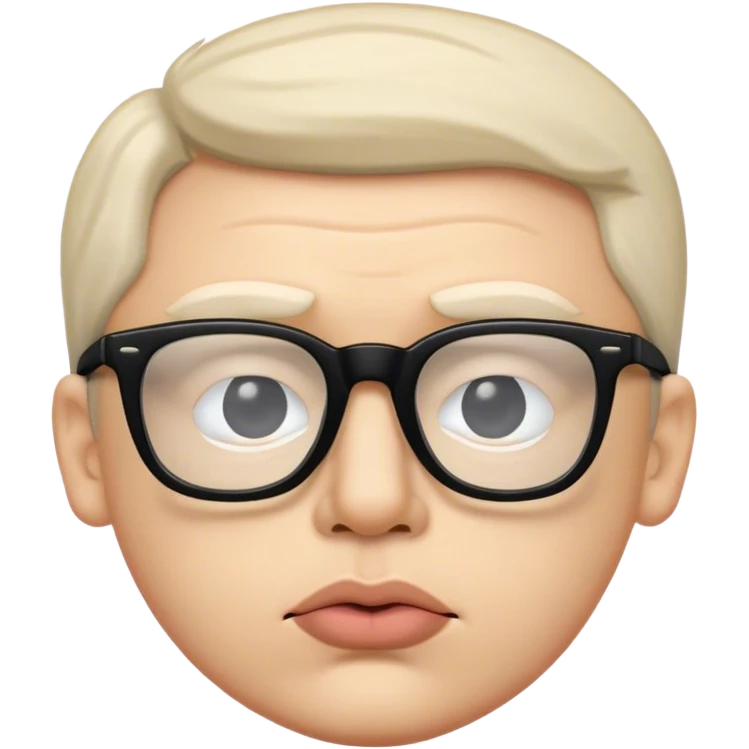 a white men wears black glasses purse his's lips emoji