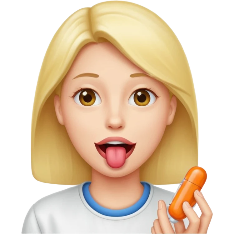 Smile with a pill on your tongue emoji