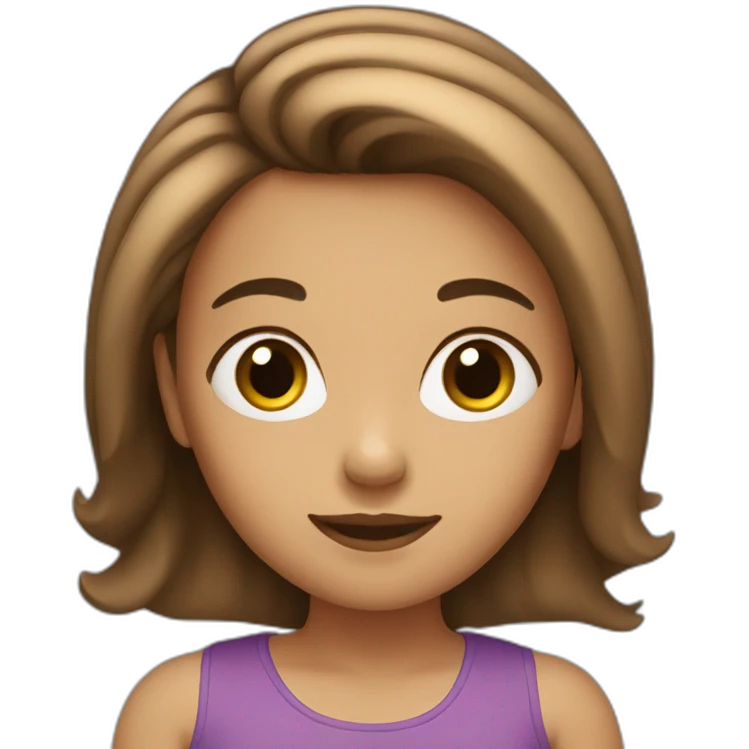 Girl with hair brown emoji