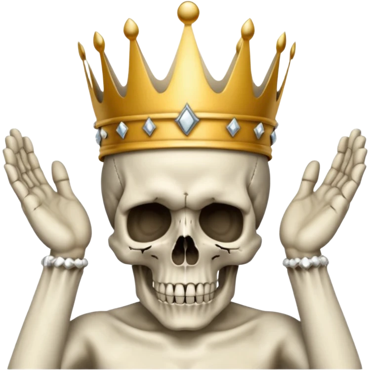 Skull with hands on head and a crown and no diamonds emoji