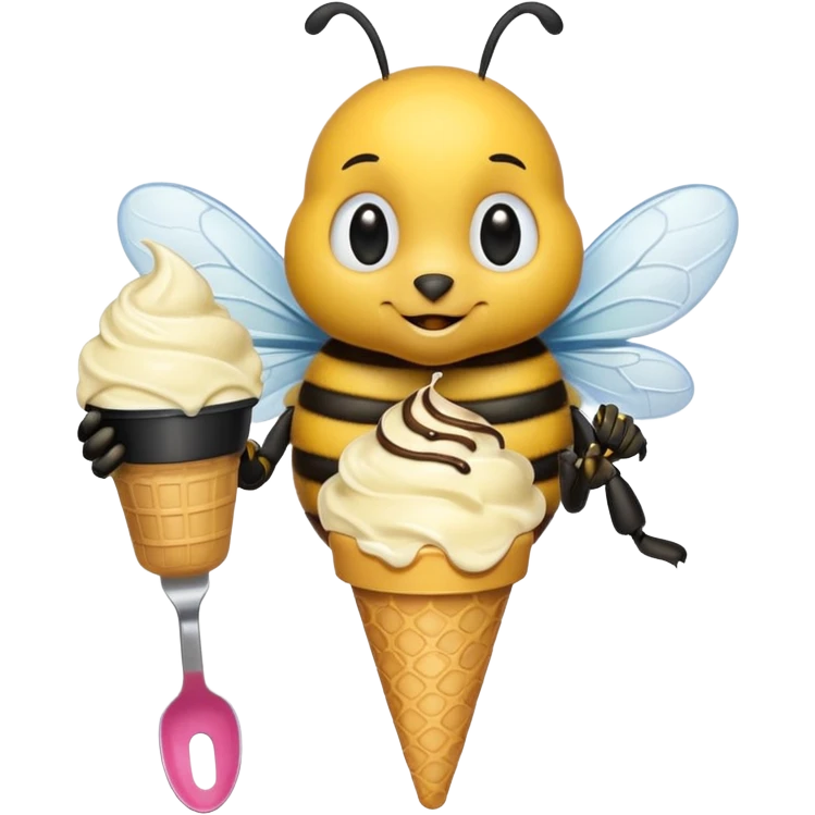 honeybee with ice cream in hand emoji