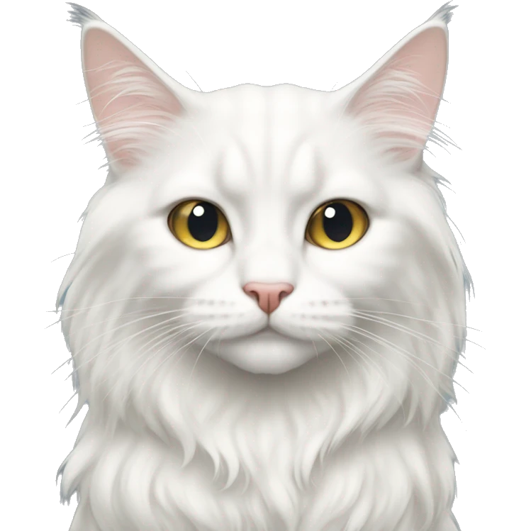 White long haired cat with heterochomia emoji