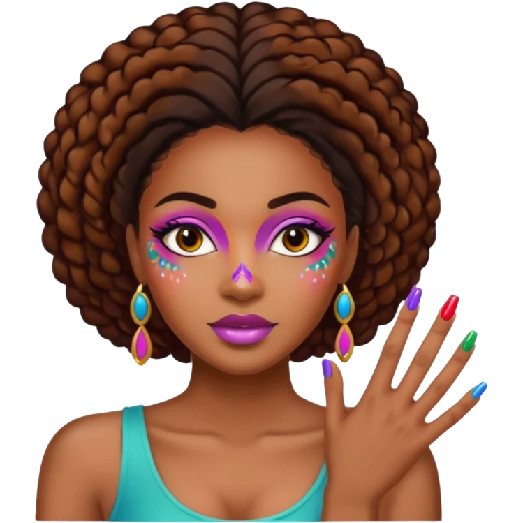 black woman nail art emoji