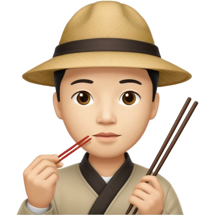 Chinese guy with a hat and chopsticks emoji