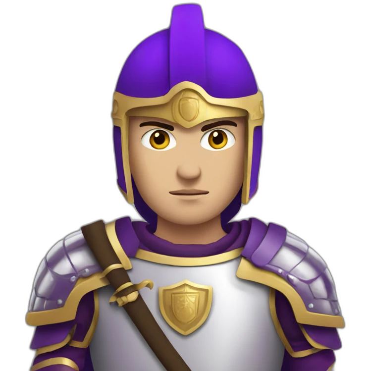 byzantine soldier with white skin and purple armor facing forward emoji