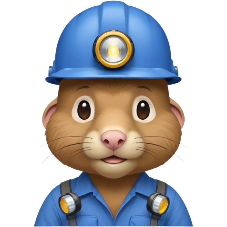 a mole rat, blue helmet, headlamp, worker cloth emoji