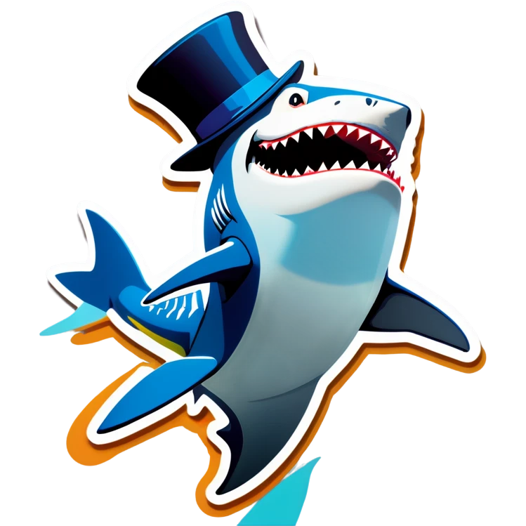 Shark with a top hat emoji