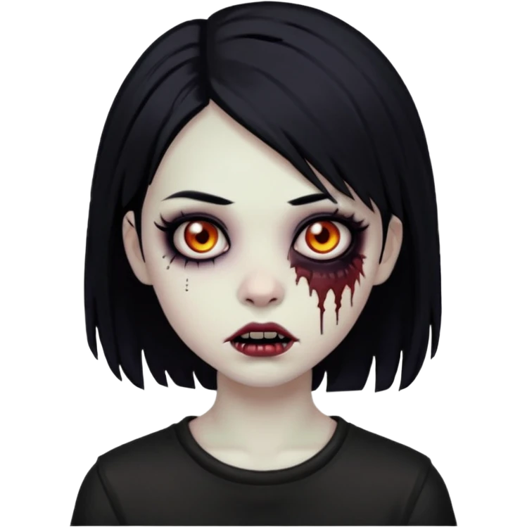 girl zombie with black hair emo emoji