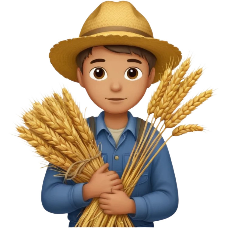 boy farmer, hug a bundle of straw emoji