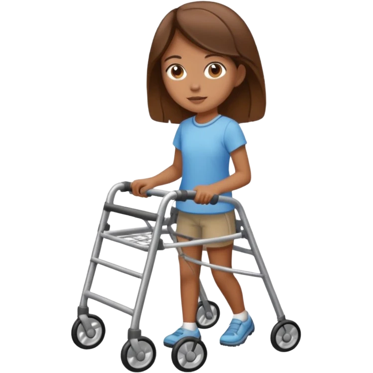 Cripple brown hair girl with walker emoji