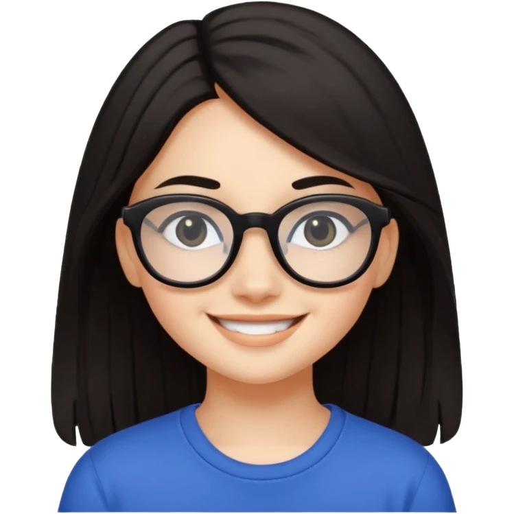 ragazzina di 16 anni mora capelli lunghi con occhiali neri emoji