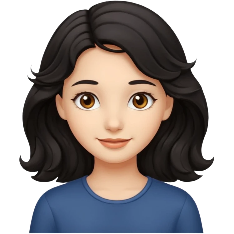 Дівчина з карими очима, чорним волоссям хвилястим emoji