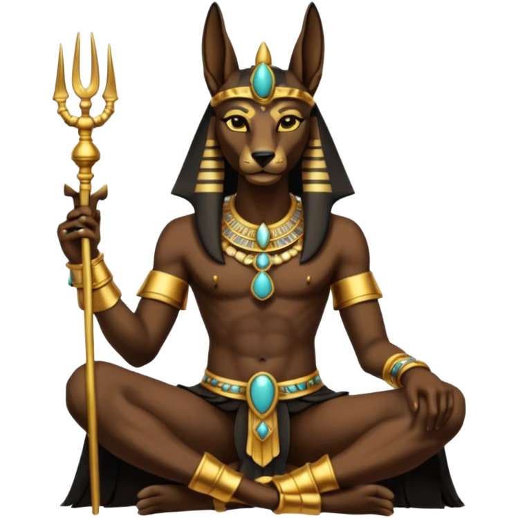 Ancient style lavishly adorned anubis staged formally sitting posed emoji