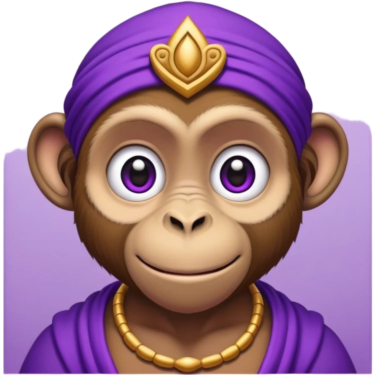 genie monkey, purple attire emoji