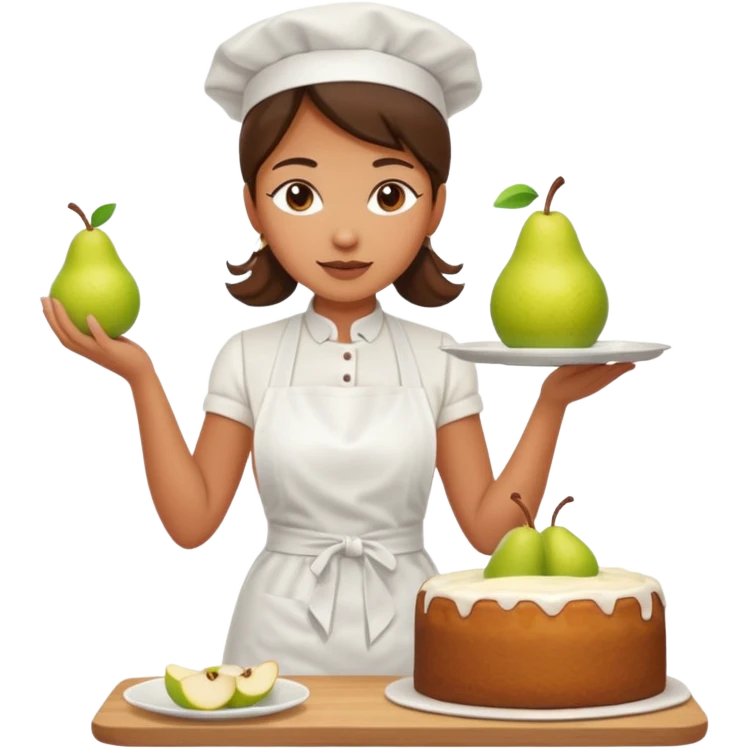 woman making pear cake emoji
