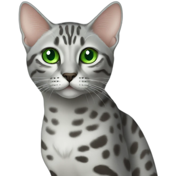 Egyptian Mau cat with green eyes emoji