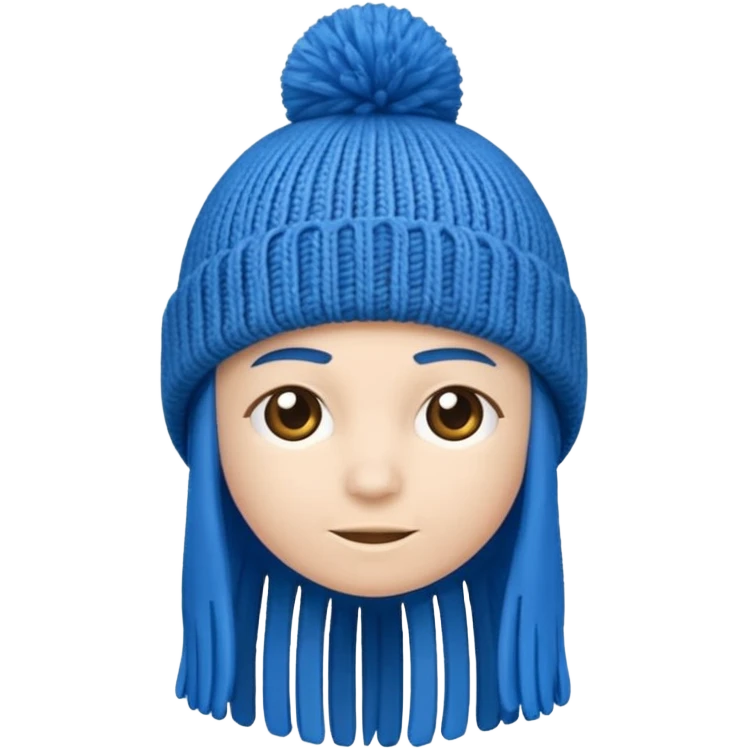 Blue beanie hat with a blue fringe emoji