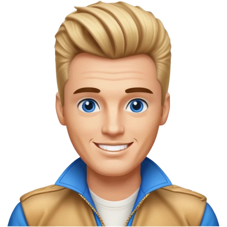 Vanilla Ice with blue eyes, light brown Elvis hairstyles emoji