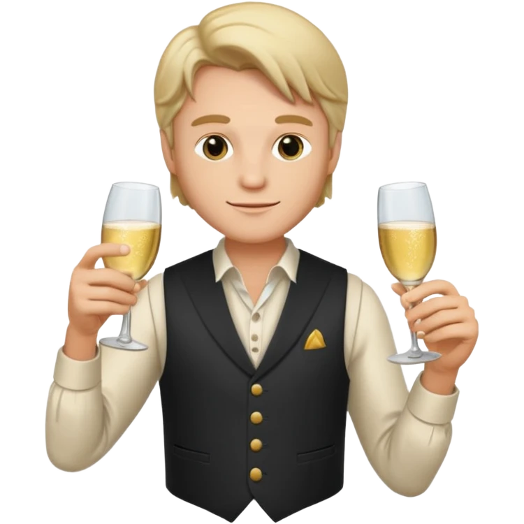 Leonardo in vest, drinking champagne emoji