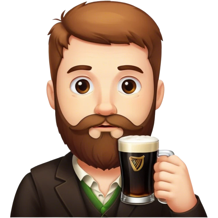 Tired, bearded man drinking a guinness emoji