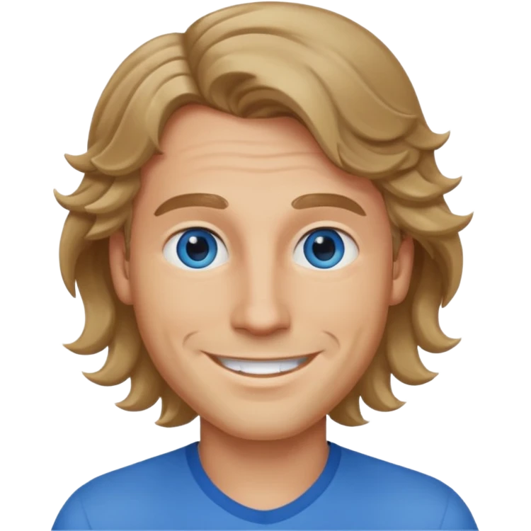 Man with wavy dark blonde hair and blue eyes  emoji