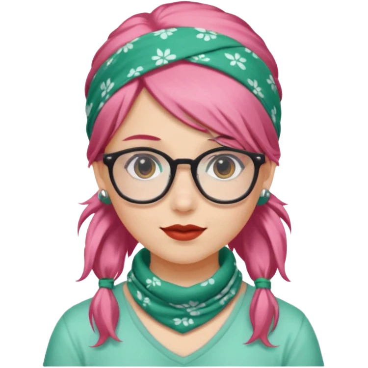 girl with peppermint hair and bandana and glassess emoji