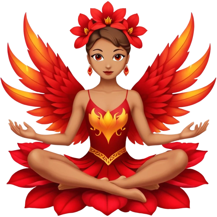 dancer doing firebird sitting on a flower emoji