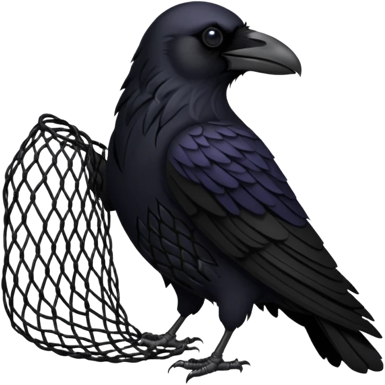 A raven getting caught by a net emoji