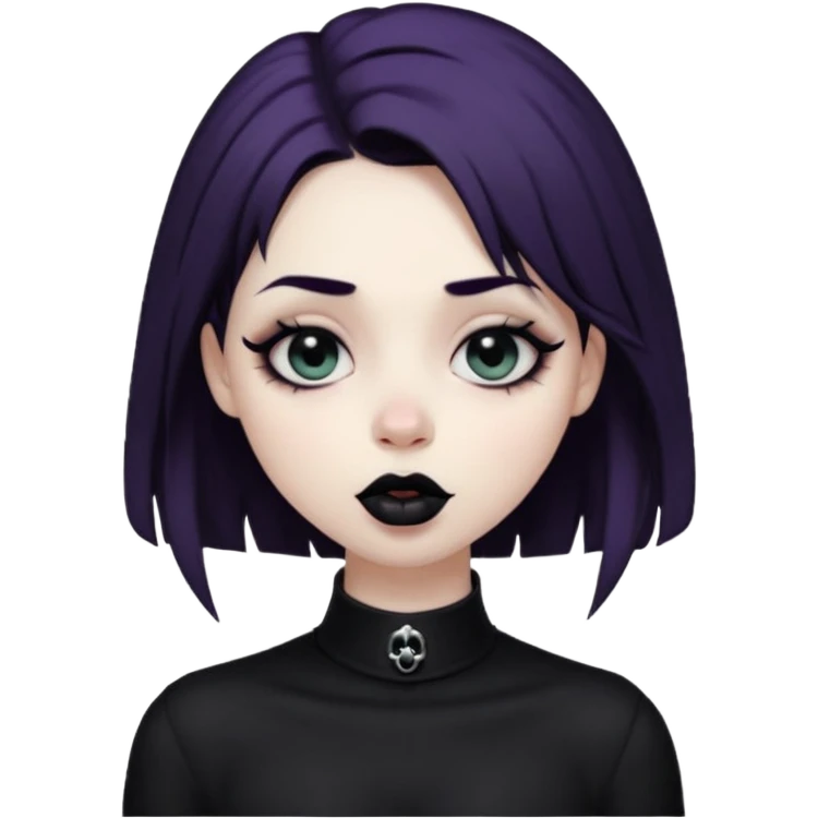 Goth girl with her eyes rolled up and towards her nose and her tongue sticking out doing uwu face emoji