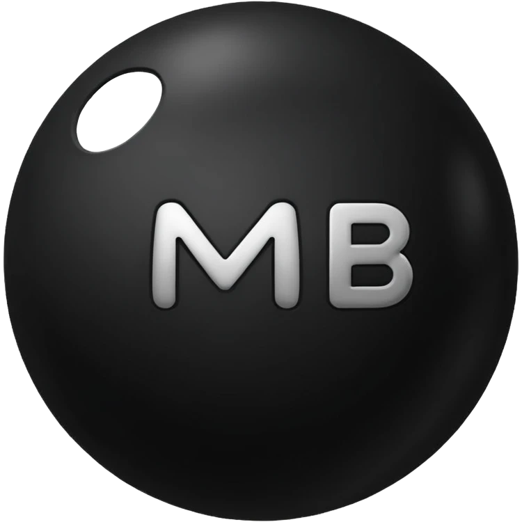 Black ball (MB) written on it. emoji