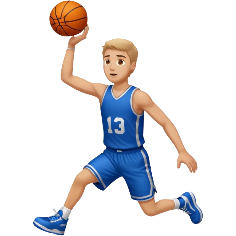 A white man with a basketball, doing a layup emoji