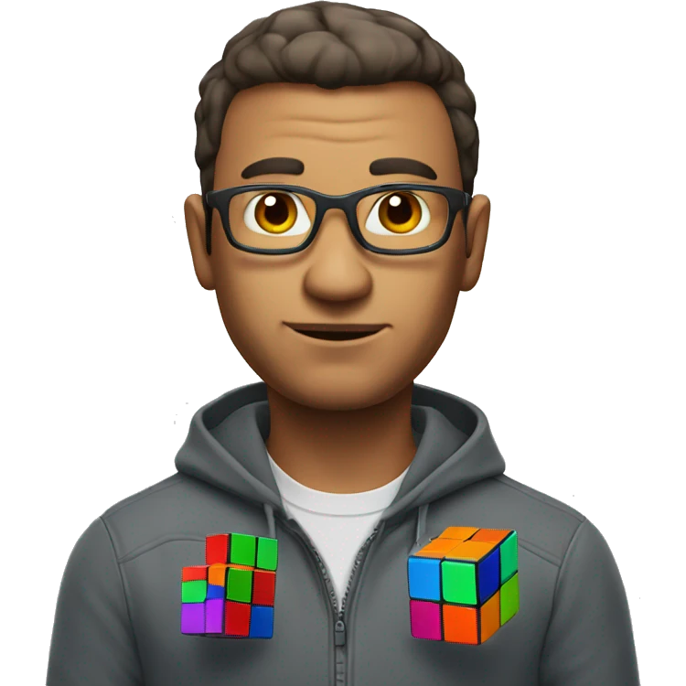 man with a rubiks cube head emoji