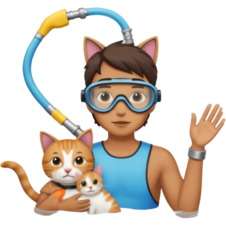 Kai Cenat holding a cat wearing a snorkel emoji