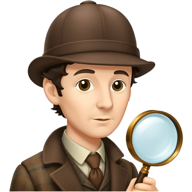 sherlock holmes with magnifying glass and deerstalker hat emoji
