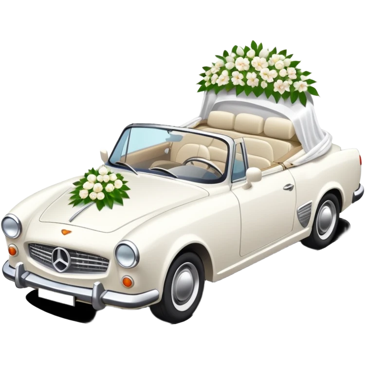 Luxury convertible car with wedding decorations, in profile emoji