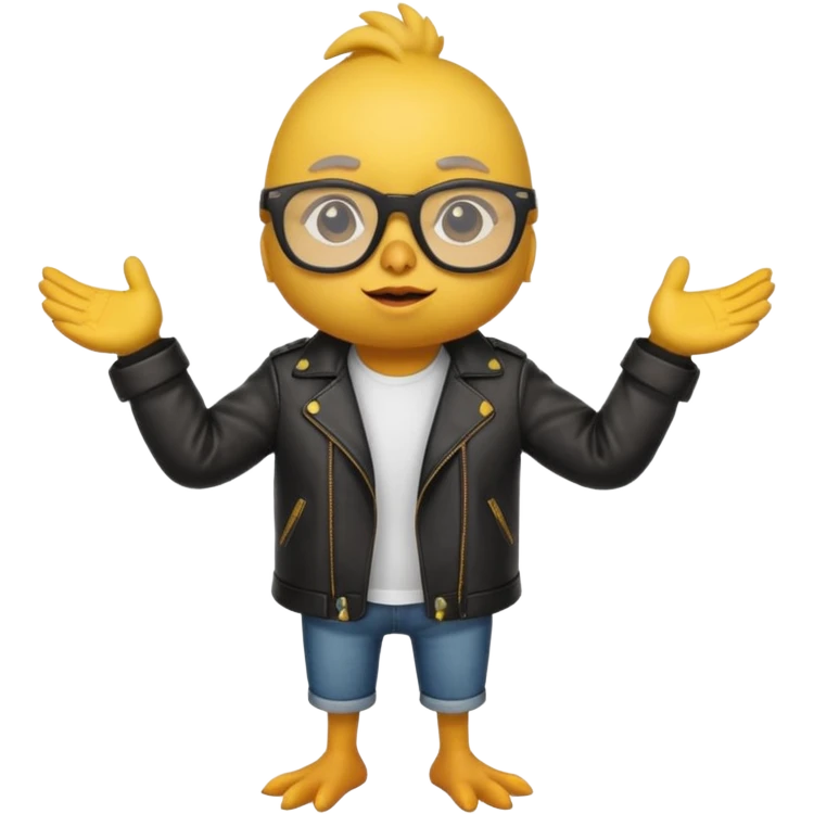 chick animal with glasses, wearing leather jacket emoji